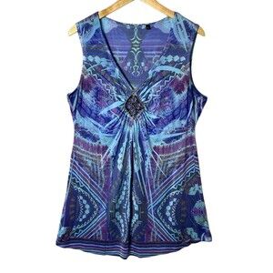 Y2K Vintage Blue Fairy Top L Whimsigoth Witch Festival Embroidery Beads Romantic